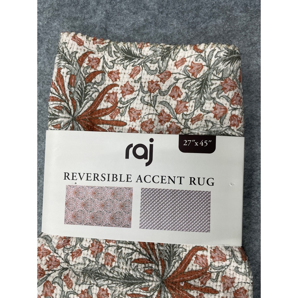 Raj Reversible Accent Rug Unisex 27x45 Multicolor NEW Floral Geometric